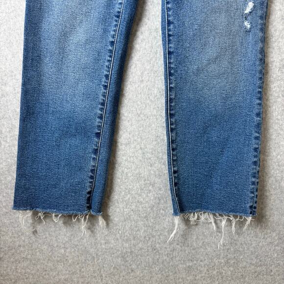 J.Crew Essential Straight Leg Jeans Women’s Size 26 Dark Wash Raw Hem Fair Trade - Picture 8 of 14